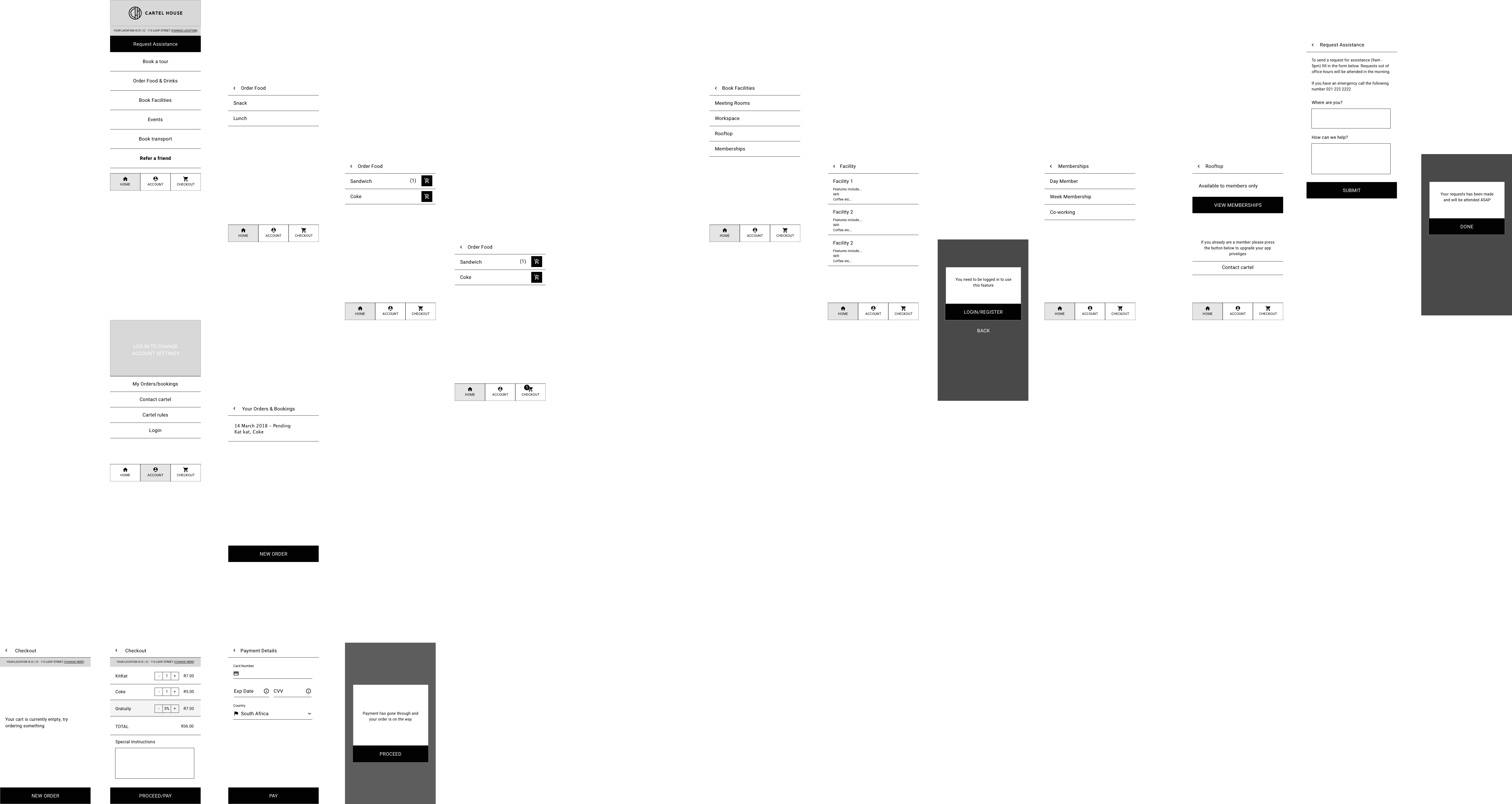 a number of wirefreame screens