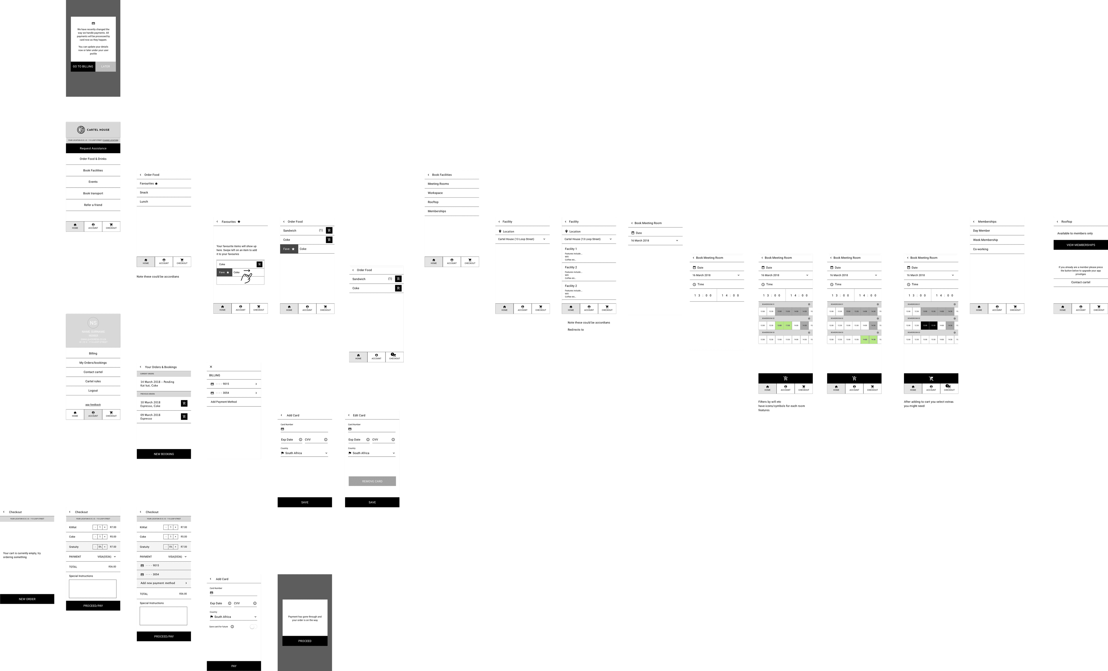 a number of wirefreame screens