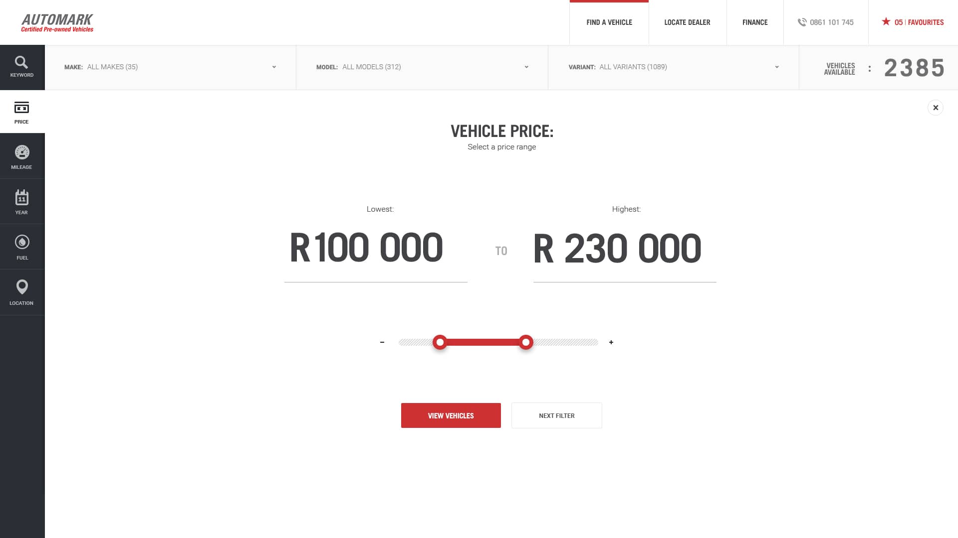 configurator mobile screen